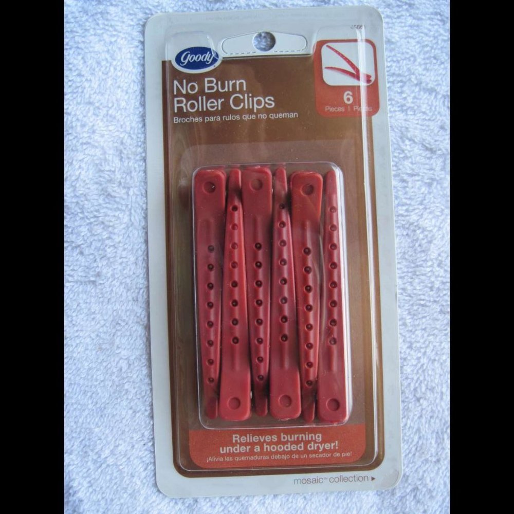 6 Goody Plastic No Metal No Burn Roller Clips Red 2006 Hair Curl Style Color